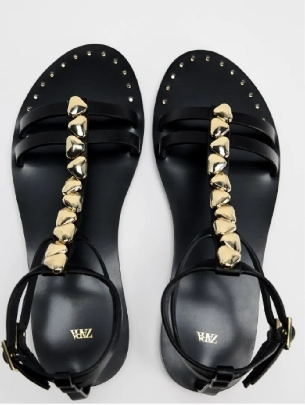 Zara Black Sandals with Gold Chain Embellishment - Picture 1 of 1